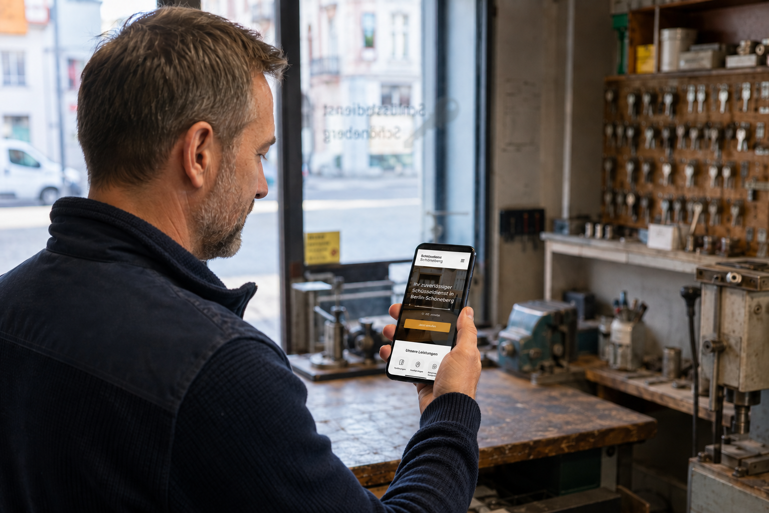 Handwerker mit Smartphone